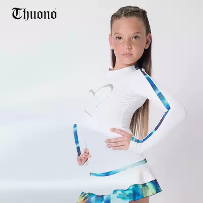 THUONO Italian figure skating T-shirt children's figure clothing adult female spring summer and autumn long sleeve T-shirt White