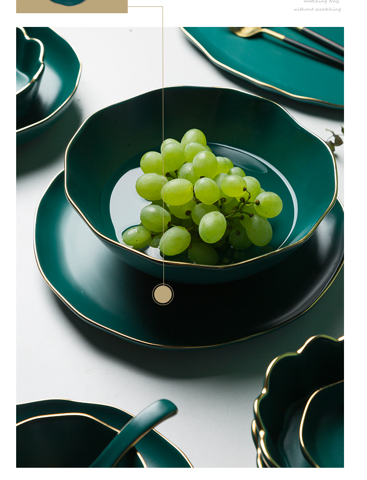 Dishes suit blackish green light and decoration ceramics tableware up phnom penh alien household rice bowls creative Dishes western Dishes