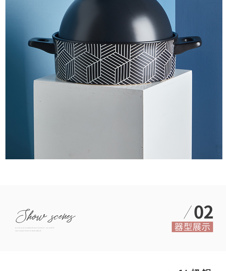 Casserole stew gas flame household large health soup Europe type high temperature resistant ceramic pan, soup rice stew