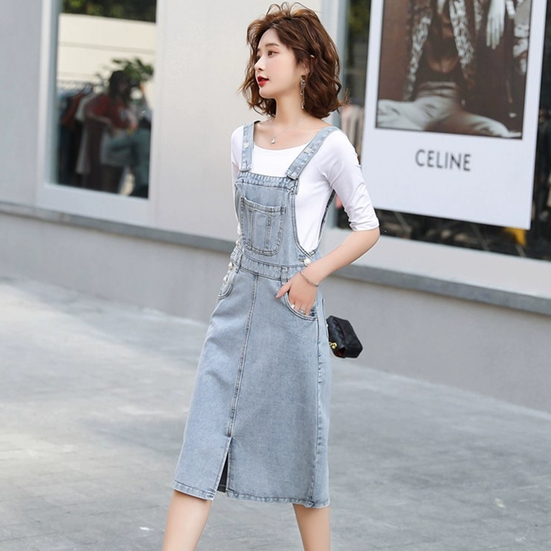 Dây đeo váy denim mùa hè nữ triều 2020 váy mới thời trang nước ngoài váy quây - Váy eo cao