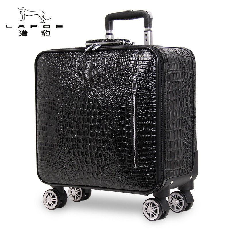 Crocodile pattern leather trolley case female boarding case universal wheel suitcase male leather password case suitcase small suitcase
