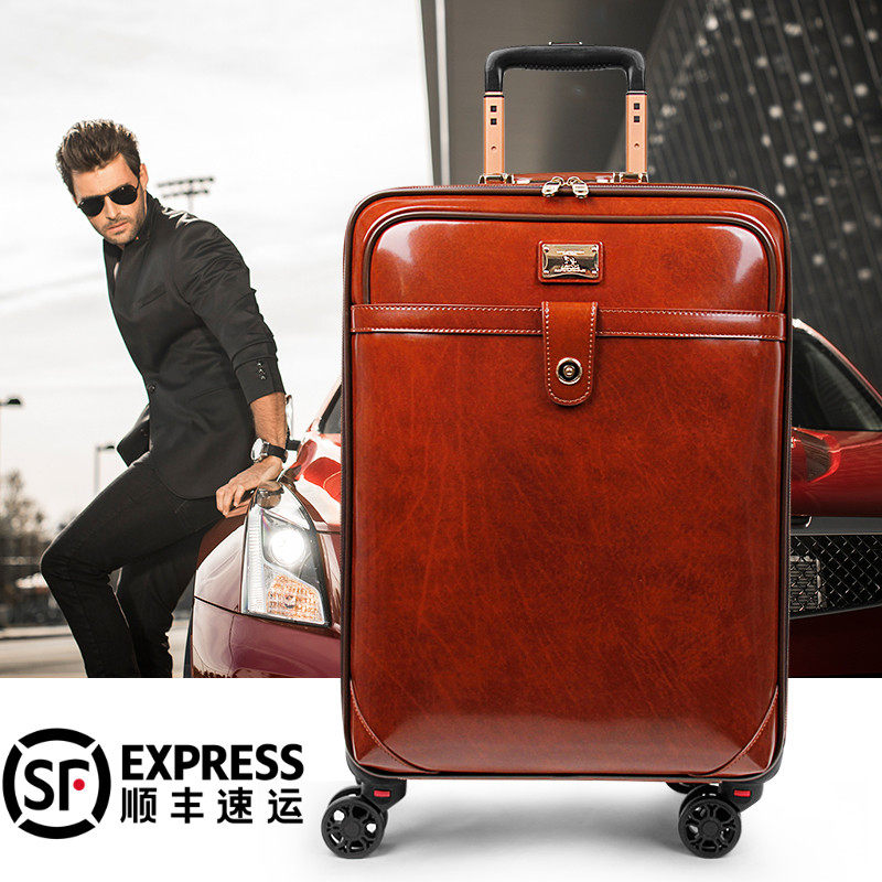 Genuine leather trolley case men's suitcase universal wheel business cowhide password box suitcase boarding suitcase women's suitcase drag box