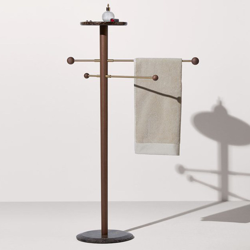 Modern bathroom floor type mobile marble wool towel rack makeup room bracket light lavish minimalist with wind wooded bath towels