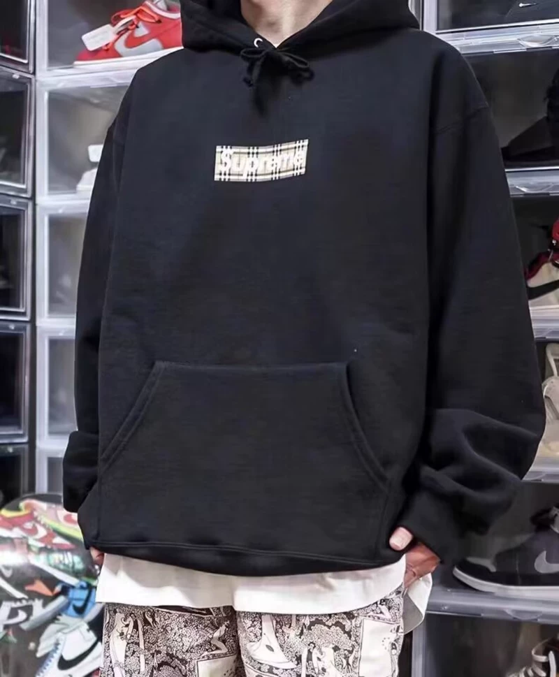 Суприм 22SS BOX HOODED SWEATSHIRT ко-брендированный толстовка с капюшоном, свободная худи