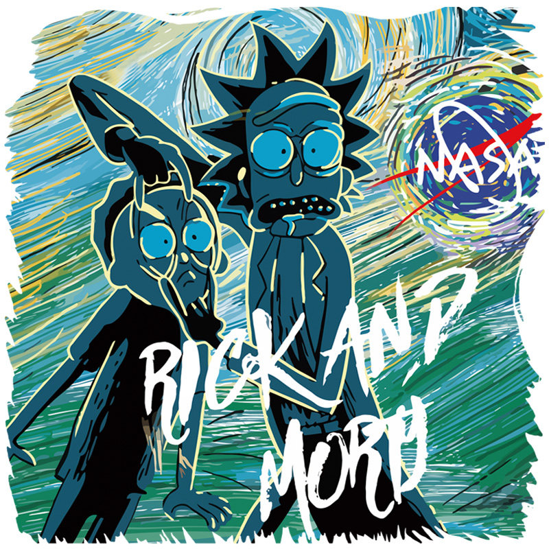 nasa co-named rick and morty T-shirt rick and morty anime surrounding clothes cotton loose short-sleeved male tide