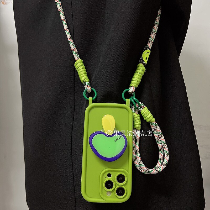 Green Double-Eared Mushroom Stand Suitable for Apple 16 Pro Max, Simple and High-End Feel, 15 Pro Creative Niche, 14 Artistic Personality, 13 Full-Cover Protective Case, Anti-Drop Phone Case for Women