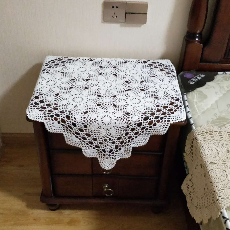 Handmade crochet hook weaving placemat refrigerator cover towel tablecloth shooting props pastoral style lace lace sofa towel