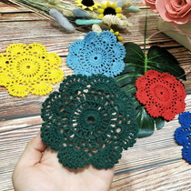 Handmade crochet hand hook coaster Pastoral wind forest placemat Flower pot bottom pad European shooting props cover towel