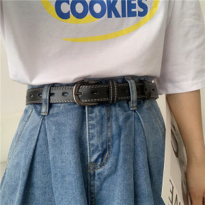 皮带chic一整条孔免打孔腰带