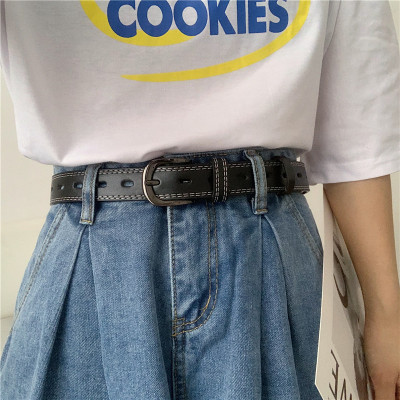 皮带chic一整条孔免打孔腰带