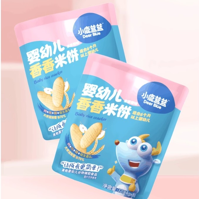 小鹿蓝蓝婴儿米饼原味宝宝零食辅食儿童磨牙饼干32g x1袋
