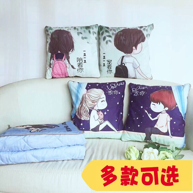 Xia cold quilt pillow with cartoon couple cushion pillow on back nap pillow
