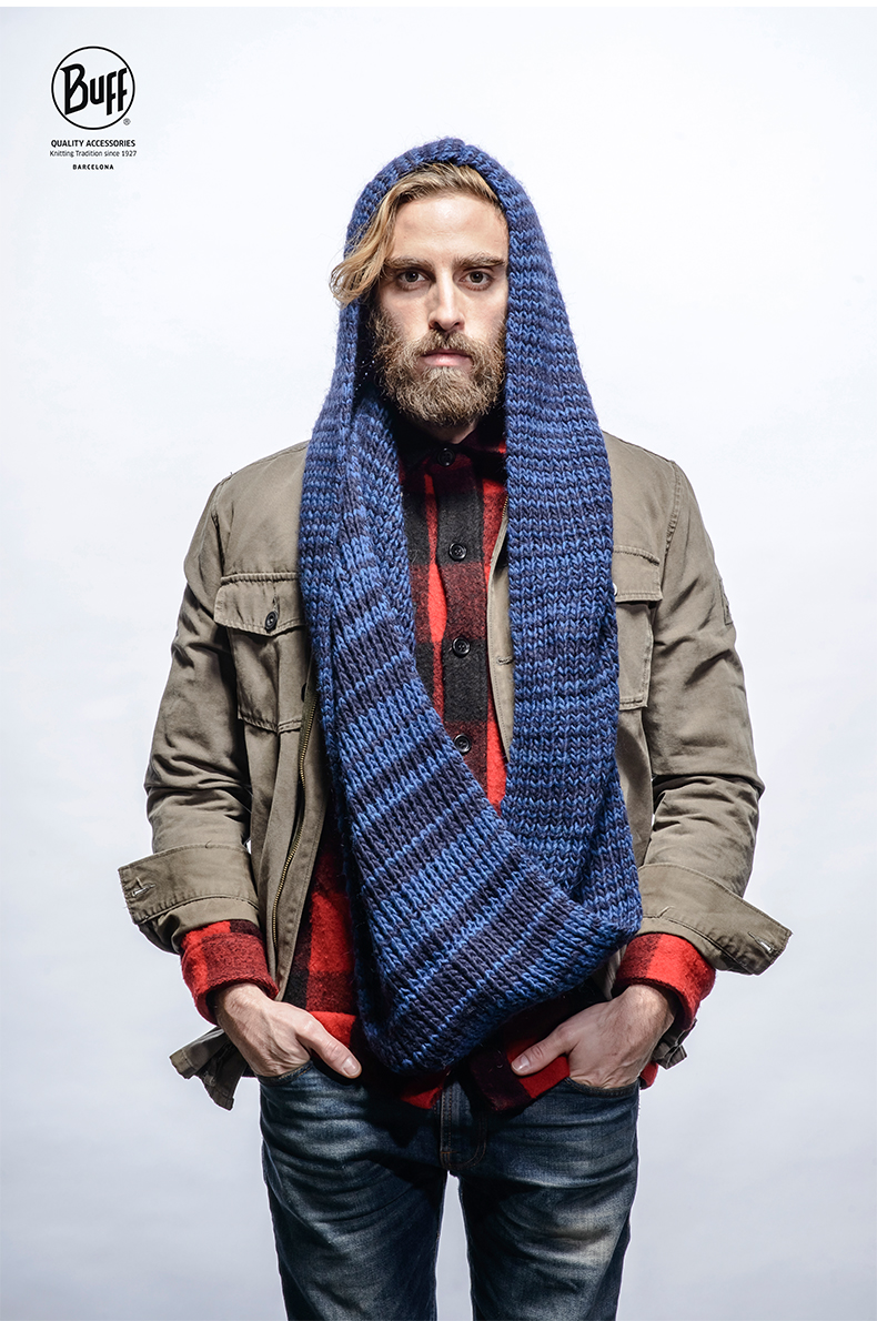 Tây ban nha nhập khẩu BUFF mùa thu và mùa đông mô hình nam giới và phụ nữ windproof ấm thời trang knit đoạn dài khăn khăn khăn rằn phượt