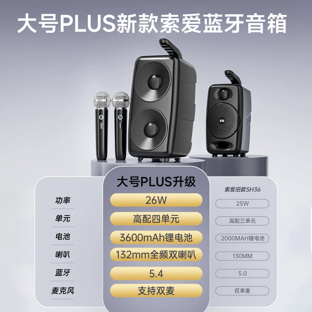 [2Nd Generation Upgrade] Sony Ericsson Wireless Bluetooth Speaker Microphone for Square Dancing, Outdoor Karaoke, Home Ktv