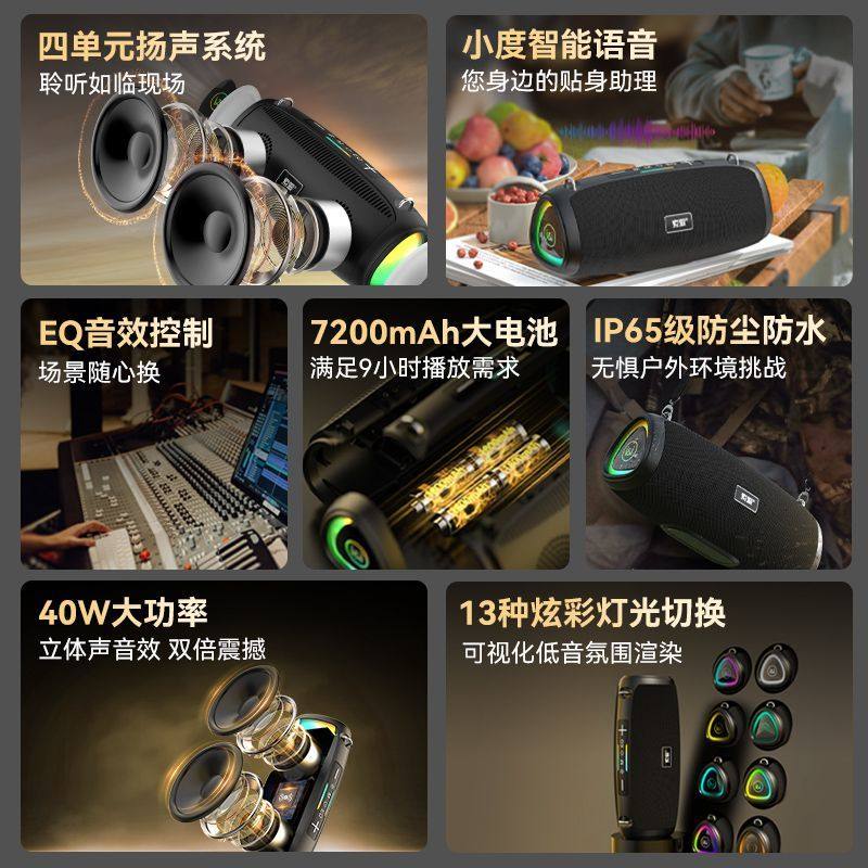 [Built-In Ai Xiaodu] Sony Ericsson Bluetooth Speaker Subwoofer Smart Outdoor Cycling High Volume Wireless New Model