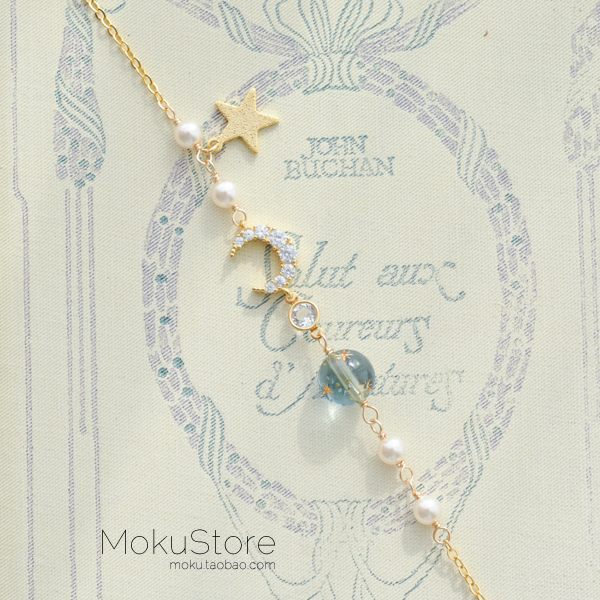 MokuStore ● Làm bằng tay ● Vintage hoang dã Nhật Bản Star Moon Pearl Bracelet Nữ [Manxing Baptist]