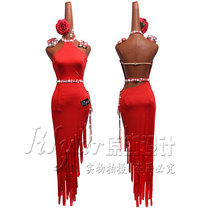 Jia Huixin Latin dance competition clothes performance clothes dance dress women red sexy self-cultivation high fork Chinese style