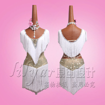 Lilia Latin dance tassel dance dress costume SALSA Sasa nude full diamond dance dress Latin dance performance suit