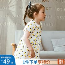 Gollum diary girls dress 2020 new doll collar female baby short-sleeved pure cotton floral skirt medium-long section