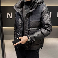 Джинсовый демисезонный пуховик, трендовая толстовка с капюшоном, удерживающая тепло куртка, коллекция 2022