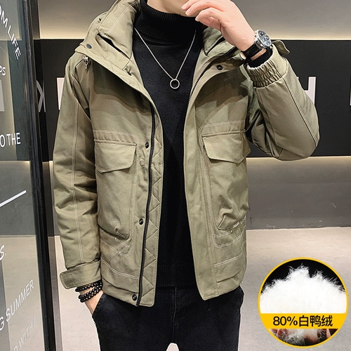 Зимний пуховик, короткая толстовка с капюшоном, трендовая удерживающая тепло куртка, коллекция 2021, увеличенная толщина