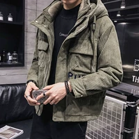 Мужской зимний трендовый короткий пуховик, вельветовая куртка, коллекция 2021, увеличенная толщина