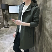 Мужской длинный трендовый плащ, демисезонная утепленная куртка, джинсы с начесом, средней длины, 2019