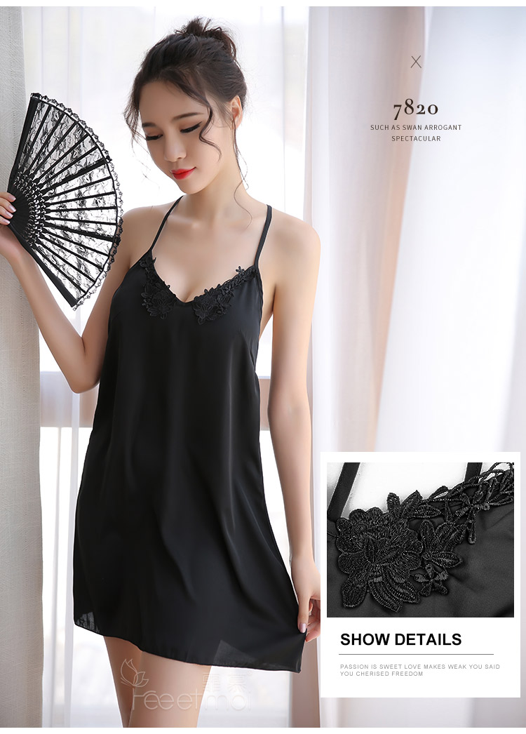 Envy đồ ngủ gợi cảm mô phỏng lụa backless quai váy ngủ lụa băng phối cảnh rộng kích thước lớn nữ mùa hè mỏng có thể được mặc đầm nữ de thương