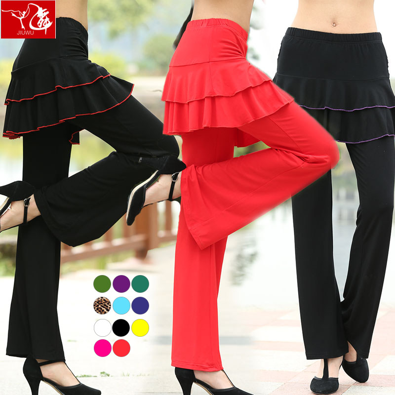 Nine dance new double spring and summer dance costumes square dance dress pants dance long pants Latin dance Out of suit pants dress