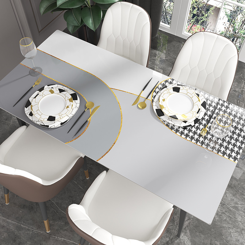 PVC tablecloth household table mat waterproof disposable anti-scalding tablecloth rectangular table cover towel soft glass water-proof cool pad