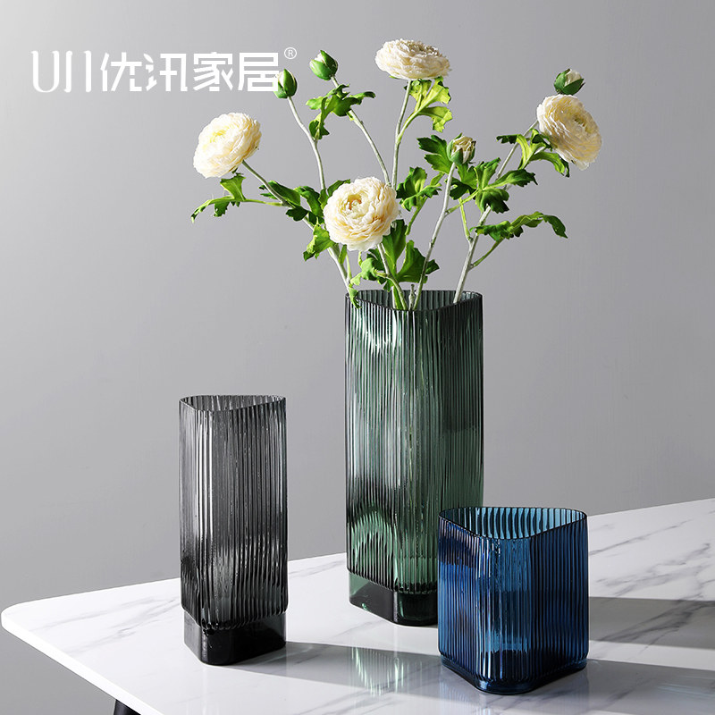 Nordic light luxury glass vase ornaments flower arrangement creative simple living room table tea table decorations hydroponic floral