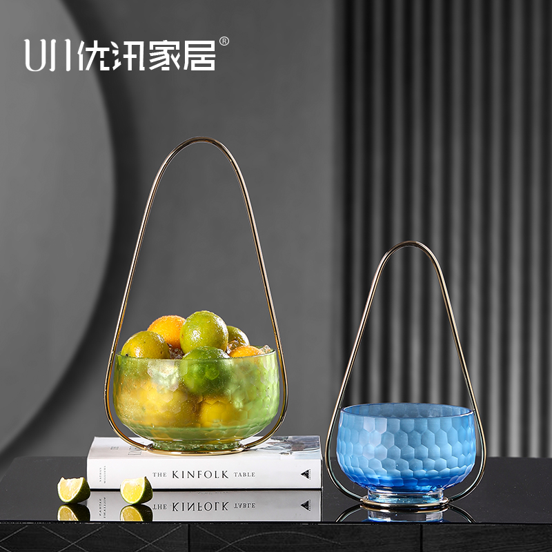 Nordic creative modern American light luxury glass fruit plate decoration personality living room coffee table Home decoration