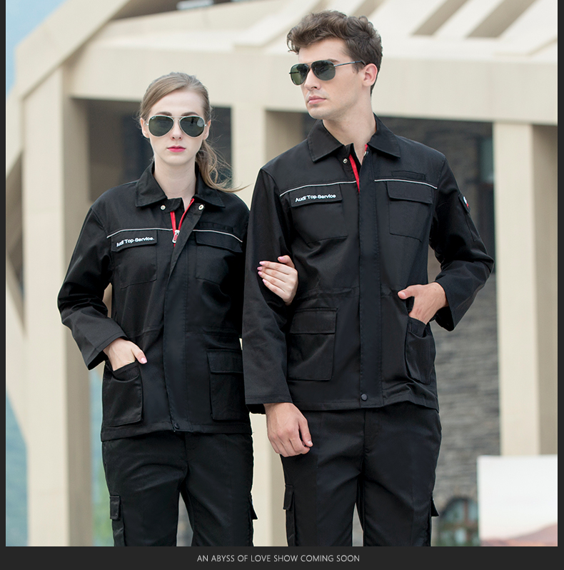 Cửa hàng 4S FAW overalls nam mùa xuân và mùa thu đôi tay dài phù hợp với xe làm đẹp dụng cụ tự động sửa chữa cơ khí dịch vụ sửa chữa bộ thể thao nam đẹp