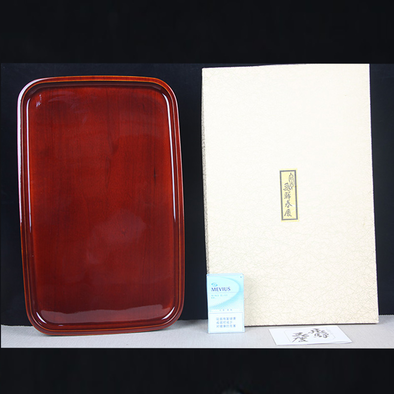 O Japan lacquerware Japanese wheel island coated wood tyre lacquerware rectangular lacquered ware pan Japanese wood tyre lacquerware