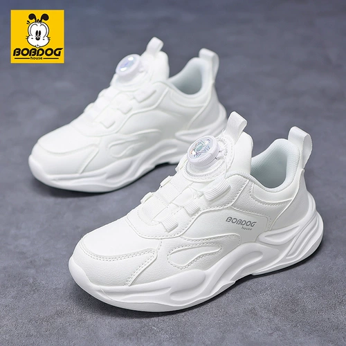 Детские белые туфли Babudou, спортивная обувь для мальчиков, весна-осень 2025, новая обувь для девочек начальной школы, водонепроницаемая кожаная обувь