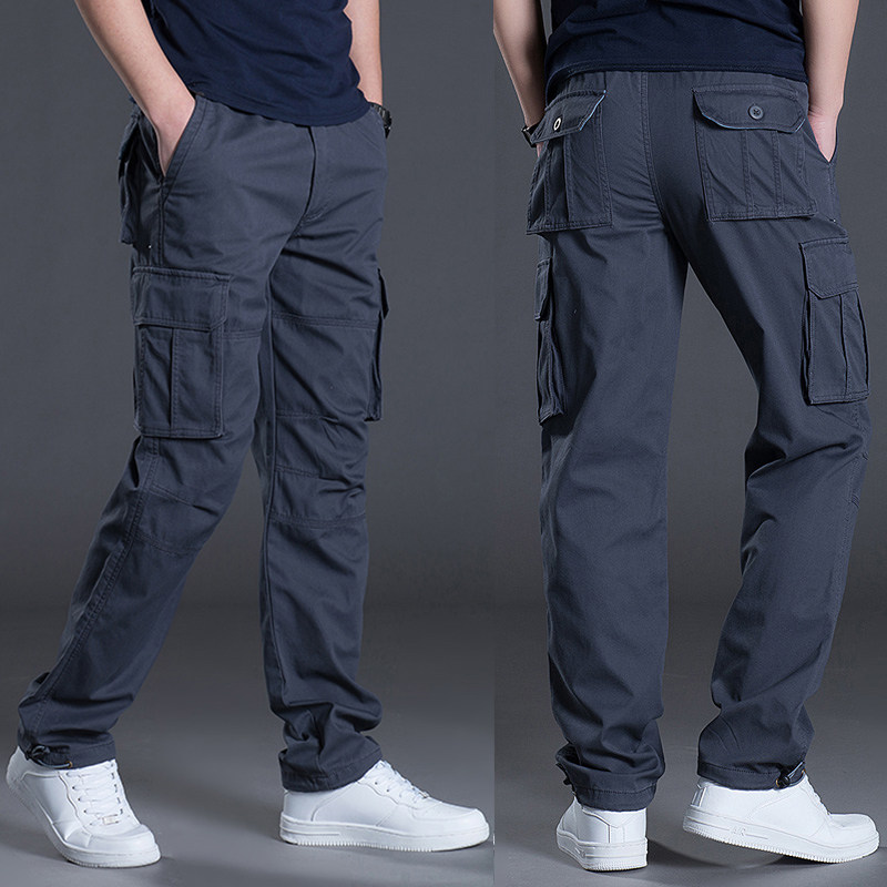 Spring and summer work pants multi-pocket overalls men's trousers outdoor loose straight large size casual pants men's thin tide
