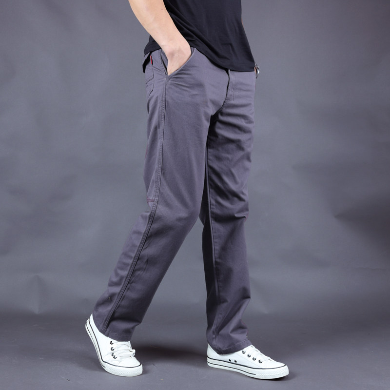 Spring and Autumn New Men's Loose Straight Casual Trousers Youth Simple Cotton Fashion Trend Tooling Washed Pants