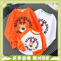 Spring and autumn Family clothes Daughter Dress Long Sleeve Sweatshirt Pure Cotton Clothes Elk Family Clothing A Family of three Family Bottling Tide