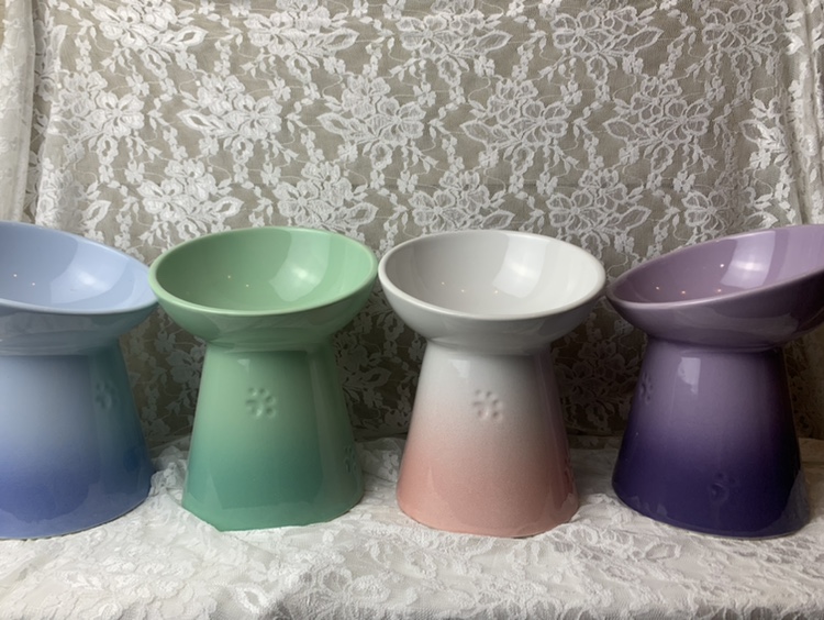 Kjia Foreign Trade Pet Bowl High Foot Bowl Diagonal Opening Bowl Ceramic Pering Bowl cat Bowl Dog bowls 6 inches to protect cervical spine