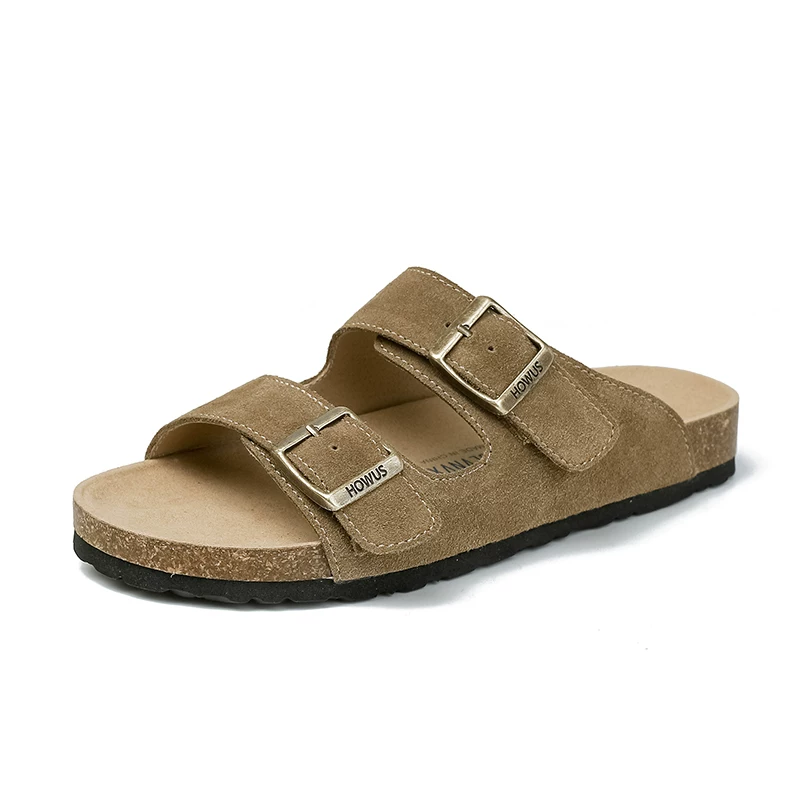 Сандалии Birkenstock из натуральной кожи для женщин, летняя верхняя одежда, с толстой подошвой, рыбацкие Birkenstock, полупрезентационные тапочки, плоские, большого размера, женские сандалии 41–43