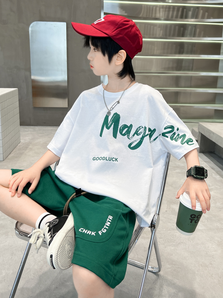 <!--儿童装男童夏装套装2024新款夏季中大童男孩薄款运动夏款酷帅气潮-->
