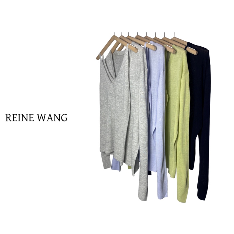 Reinewang 2026 Spring and Summer Two-Piece Set with Suspenders and Cardigan, Loose-Fitting Long-Sleeved Knitwear
