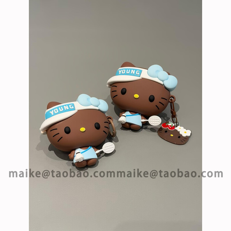 Cute Black Leather Badminton Kitty Cat Earphone Case for AirPods 5Th Generation, Bluetooth Apple Soft Silicone AirPods 4Th Generation Anti-Drop Pro 3Rd Generation Earbuds Pro 2Nd Generation Protective Case Pro 3 Female Model Cute Black Leather Badminton Kitty Cat Earphone Case for AirPods 5Th Generation, Bluetooth Apple Soft Silicone AirPods 4Th Generation Anti-Drop Pro 3Rd Generation Earbuds Pro 2Nd Generation Protective Case Pro 3 Female Model