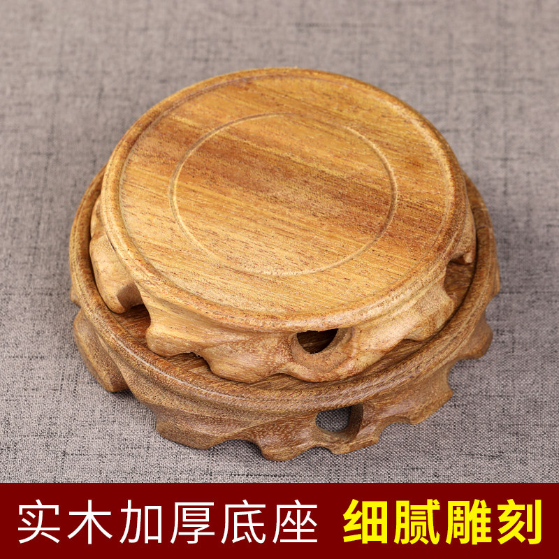 Solid wood green sandalwood round base home Buddhist sculpture lotus table vase Xuan Guan Ancient Incense Stove Nursery rack Decorative Pendulum