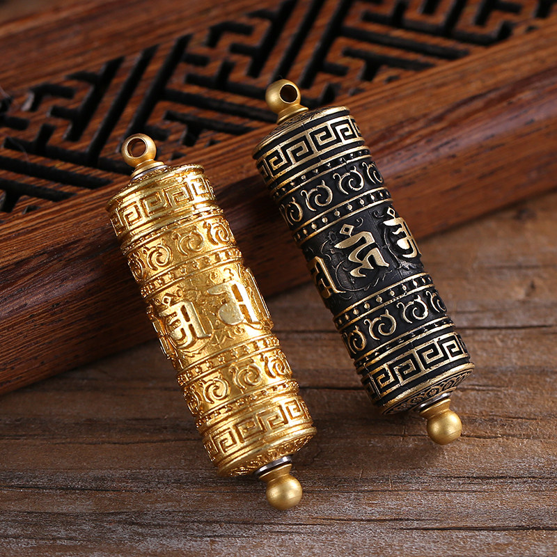 Great Hong Lenght Mantra Pendant Necklace Men and women Cylindrical Clothing Hidden hair Sand Pure Silver Gäu Kit Pendant