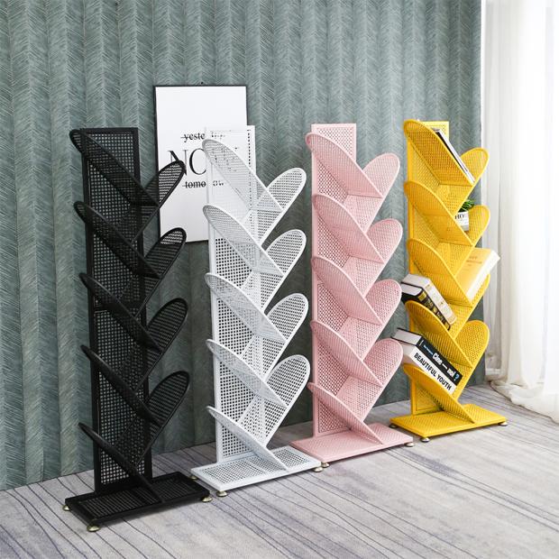 Modern Minimalist Home Tree-Shaped Bookshelf, Iron Art Office Simple Study Grid Storage Rack, Macaron Color Modern Minimalist Home Tree-Shaped Bookshelf, Iron Art Office Simple Study Grid Storage Rack, Macaron Color