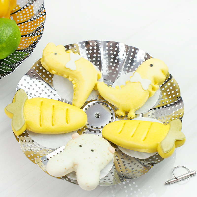 Food grade stainless steel steaming rack telescopic folding and steaming steamer steamer Steamer Multifunctional fruit draining basket