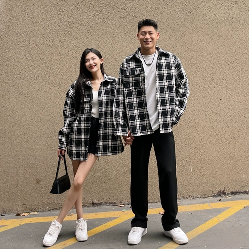 Мужская осенняя куртка, рубашка для отдыха, парная одежда для влюбленных, в стиле Шанель, оверсайз