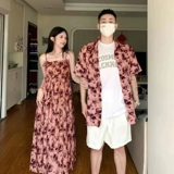 Летняя парная одежда для влюбленных, рубашка, длинная юбка, платье, короткий рукав, французский стиль