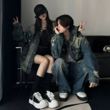 Джинсовая осенняя куртка подходит для мужчин и женщин, дизайнерская парная одежда для влюбленных, в американском стиле, оверсайз